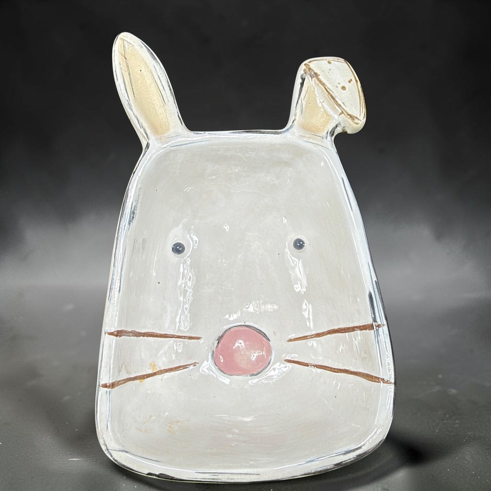 Mud Pie Easter Bunny Dip Cup White Stoneware Rabbit Dish Plate NEW W TAG